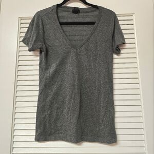 Grey Short-Sleeve V-Neck Top